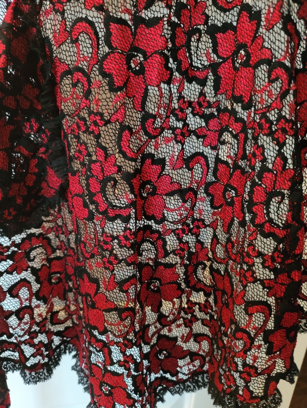 NWT Red Floral Lace Coverup/Apron Sz10 to 16 - Picture 7 of 7